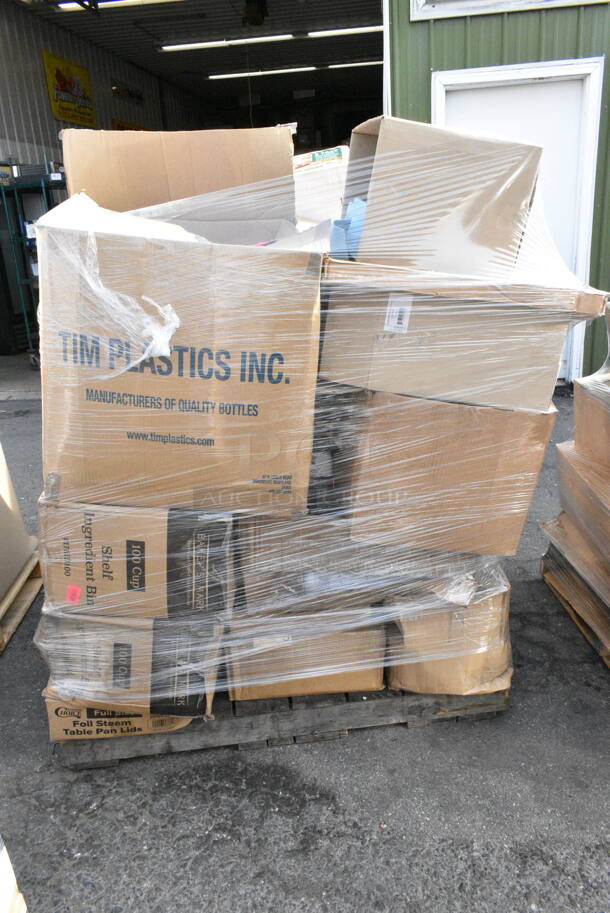 23 BRAND NEW Boxes Including 2 Box 176IB100 Baker's Lane 6.3 Gallon / 100 Cup Shelf Ingredient Bin with Flip Lid, Label Sheet, and Scoop, Libbey 5260 60 oz. Glass Pitcher - 6/Case. 23 Times Your Bid!  - Image 4 of 4