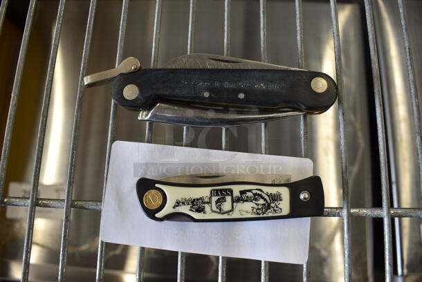 2 Metal Pocket Knives Including Kabar Rigging Knife. 3.5