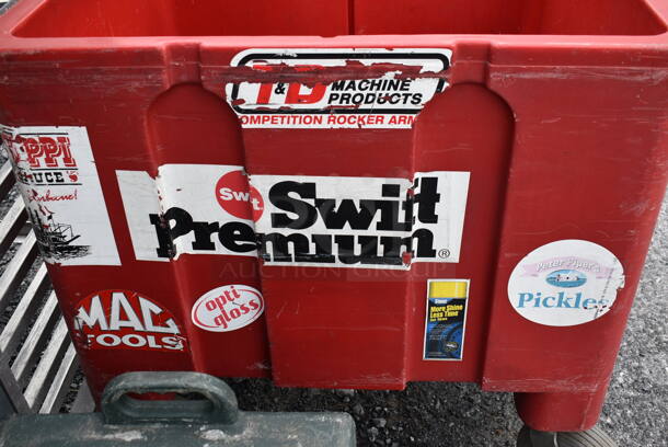 Red Poly Insulated Portable Ice Bin Cart on Casters. 36x27x35 - Image 6 of 6