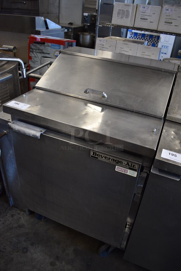Beverage Air SP27 Stainless Steel Commercial Sandwich Salad Pre Table Bain Marie Mega Top on Commercial Casters. 115 Volts, 1 Phase. 27x29x42. Tested and Working! - Image 2 of 7