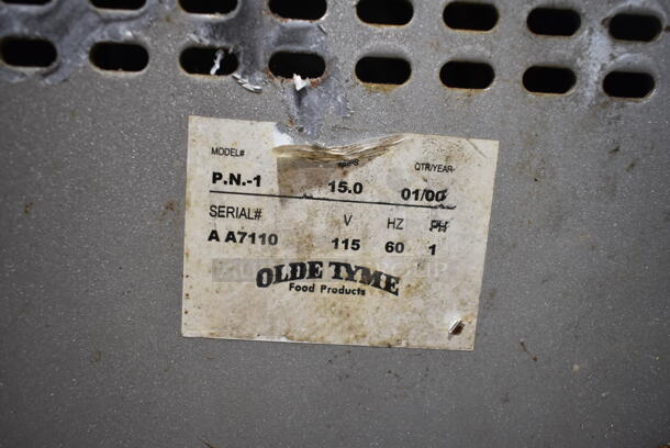 2 Olde Tyme PN1/PN2 Stainless Steel Commercial Countertop Nut Grinder Base. 115 Volts, 1 Phase. 2 Times Your Bid! One is Tested and Does Not Power On. One Cannot Test Due To Plug Style
 - Image 9 of 10