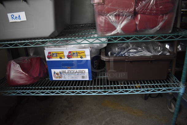 ALL ONE MONEY! Lot of 4 Tiers Worth of Various Items Including Tablecloths! Does Not Include Shelving Unit - Image 5 of 12