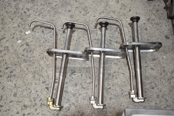 Server Stainless Steel Commercial Countertop Condiment Rail w/ 3 Drop Ins and 3 Pumps - Image 4 of 6