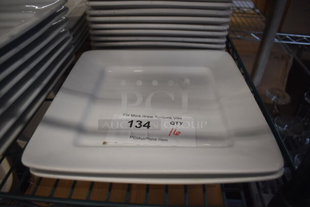 16 White Ceramic Square Plates. 10x10x1. 16 Times Your Bid!