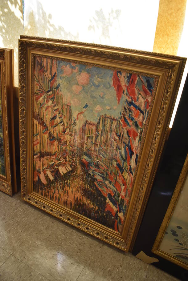 Framed Canvas Painting Reproduction of Rue Montorgeil by Claude Monet From Art Dealer Ed Mero! - Image 2 of 7
