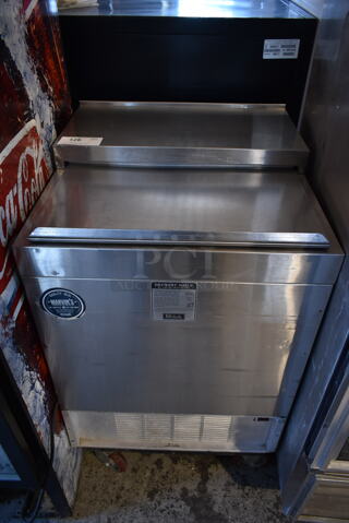 Perlick 8340UL Stainless Steel Commercial Back Bar Bottle Cooler w/ Sliding Lid on Commercial Casters. 115 Volts, 1 Phase. Tested and Powers On But Does Not Get Cold