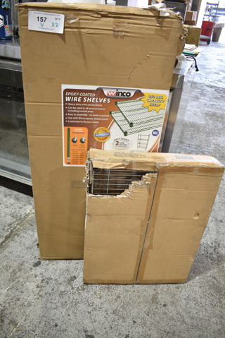 2 BRAND NEW IN BOX! Winco Wire Shelves Including VEX-1842 and VC-1824. 2 Times Your Bid!