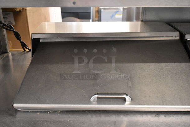 Delfield Stainless Steel Commercial Sandwich Salad Prep Table Bain Marie Mega Top w/ Over Shelf on Commercial Casters. 115 Volts, 1 Phase. Tested and Powers On But Does Not Get Cold - Image 3 of 10