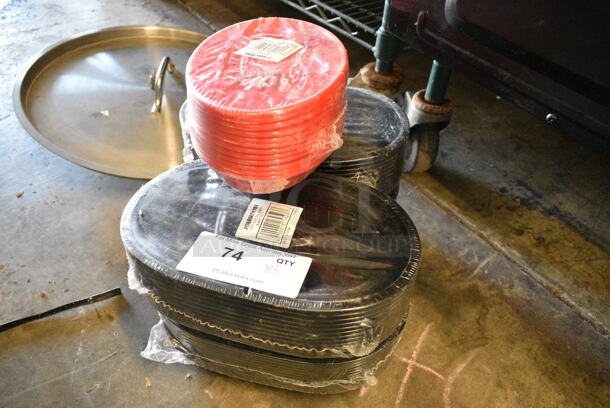 5 Items Including 4 Bundles of NEW Poly Food Baskets and 1 Metal Round Lid. 5 Times Your Bid!  - Image 1 of 2