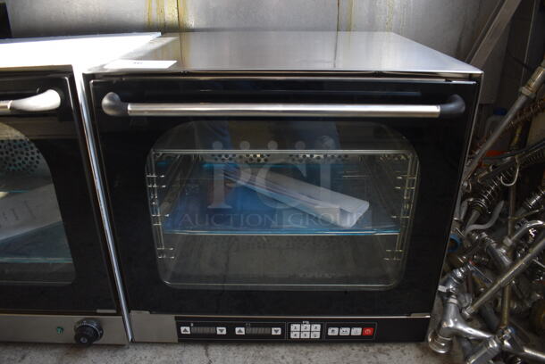 BRAND NEW! Perspective Model EB-1AE Stainless Steel Commercial Countertop Electric Powered Convection Oven w/ View Through Door and Metal Oven Racks. 220 Volts, 1 Phase. 23.5x23x22