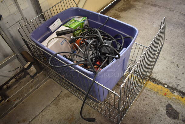 ALL ONE MONEY! Lot of Various Wires, Bin, and Metal Basket - Image 4 of 4