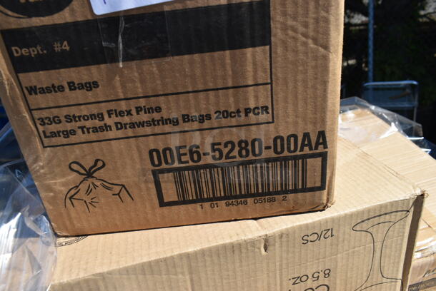 PALLET LOT of 12 BRAND NEW Boxes Including 3 Box 303COPMBP7 Acopa 7 1/4" Matte Black Stoneware Coupe Plate - 36/Case, 50016W Choice 16 oz. White Poly Paper Hot Cup - 1000/Case, C57PST1 Dart ClearSeal Hinged Lid Plastic Container 6" x 5 13/16" x 3" - 500/Case, 190H10LVS12OZ 10 Lane Universal Gravity Feed Bottle Organizer for 12 oz. to 16 oz. Bottles with Low Rings. 12 Times Your Bid!  - Image 2 of 12