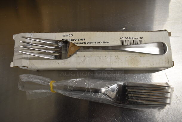 12 BRAND NEW IN BOX! Winco 0015-054 Stainless Steel Lafayette Dinner Forks. 7.5