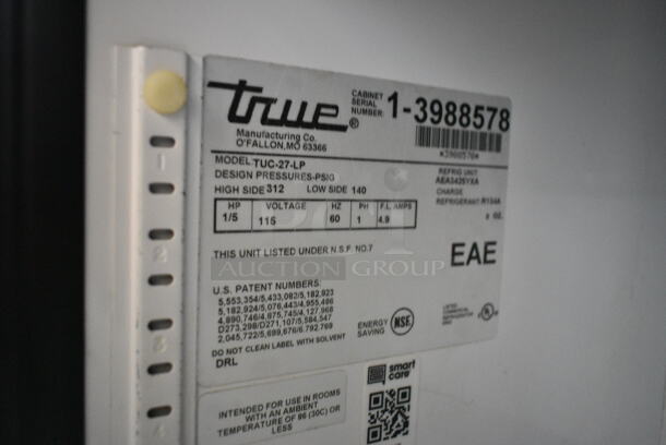 True TUC-27-LP Stainless Steel Commercial Single Door Undercounter Cooler. 115 Volts, 1 Phase. Tested and Working! - Image 4 of 4