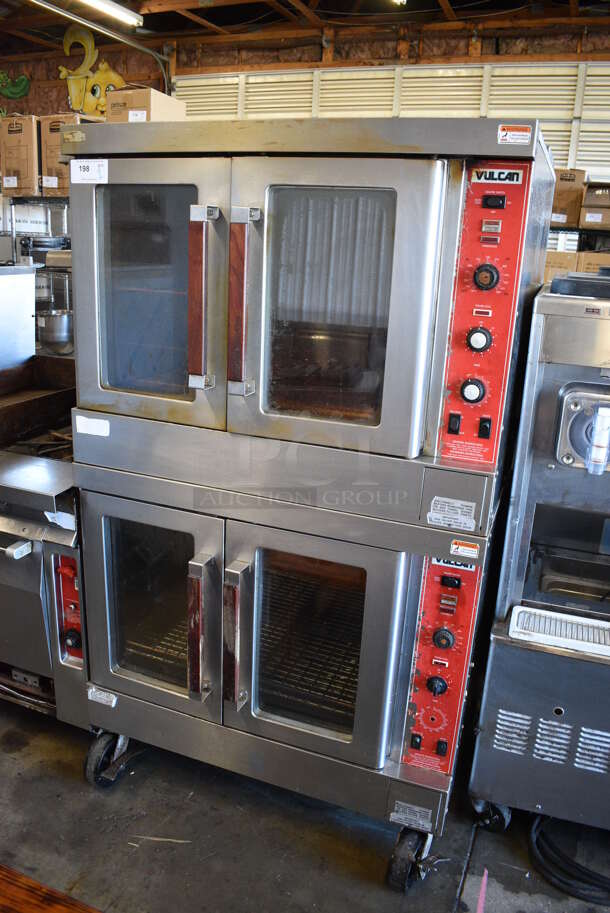 2 Vulcan Stainless Steel Commercial Natural Gas Powered Full Size Convection Oven w/ View Through Doors, Metal Oven Racks and Thermostatic Controls on Commercial Casters. 40x40x72. 2 Times Your Bid! - Image 2 of 8