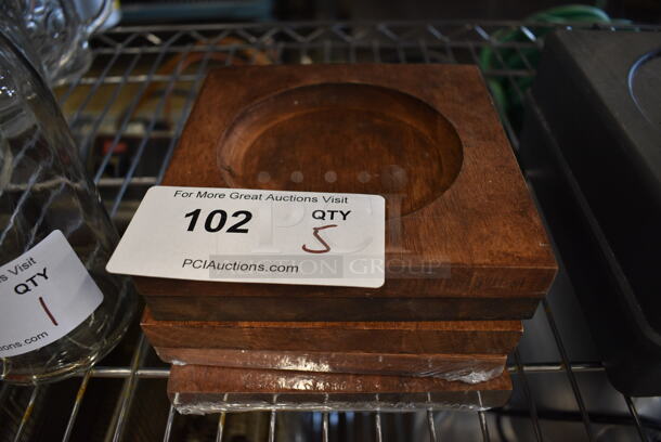 5 Wooden Coasters. 6.5x6.5x1. 5 Times Your Bid! - Image 1 of 3