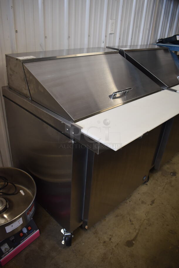 LIKE NEW! 2022 Hoshizaki SR36B-15M Stainless Steel Commercial Sandwich Salad Prep Table Bain Marie Mega Top on Commercial Casters. Unit Was Used a Few Times at a Trade Show as a Demonstration. 115 Volts, 1 Phase. 36x37x45. Tested and Working! - Image 8 of 8