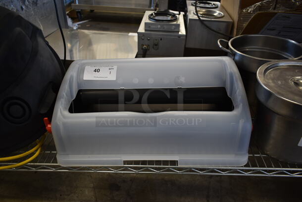 Gray Poly Slim Jim Trash Can Lid and Handle. - Image 1 of 6