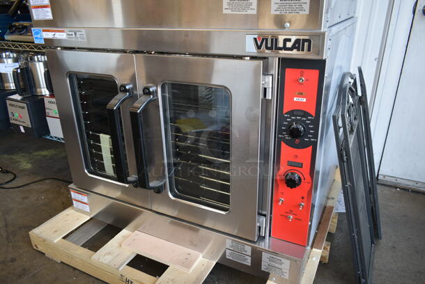 2 BRAND NEW SCRATCH AND DENT! Vulcan VC5ED ENERGY STAR Stainless Steel Commercial Electric Powered Full Size Convection Oven w/ View Through Doors, Metal Oven Racks and Thermostatic Controls. 208 Volts, 1/3 Phase. 2 Times Your Bid! - Image 3 of 9