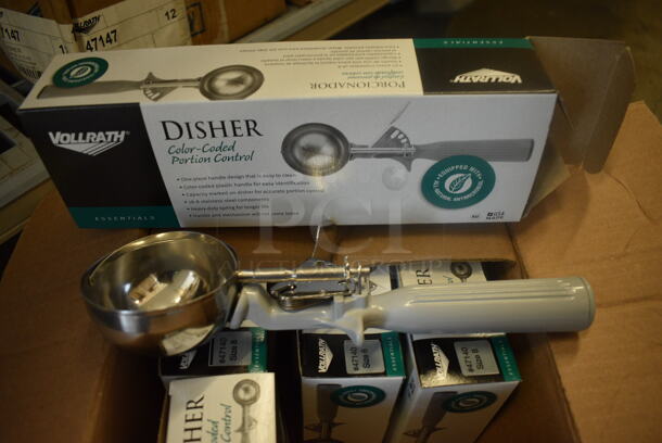 8 BRAND NEW IN BOX! Vollrath Stainless Steel Dishers. 9.5