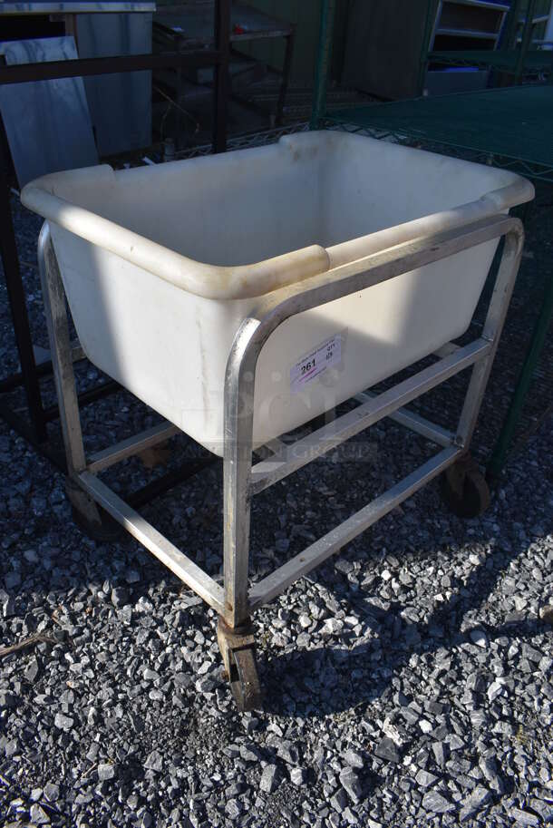 Metal Cart w/ White Poly Ingredient Bin on Commercial Casters. 28x19x29 - Image 2 of 3