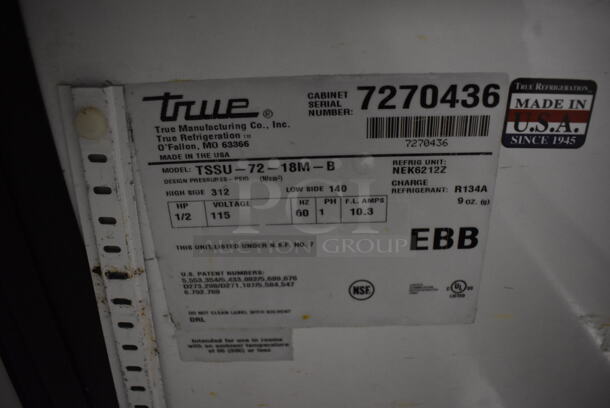 2011 True TSSU-72-18M-B Stainless Steel Commercial Sandwich Salad Prep Table Bain Marie Mega Top on Commercial Casters. 115 Volts, 1 Phase. 72.5x34x46.5. Tested and Working! - Image 5 of 10