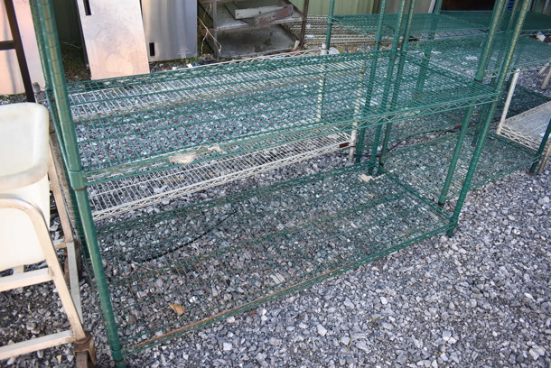 Eagle Green Finish 4 Tier Wire Shelving Unit. BUYER MUST DISMANTLE. PCI CANNOT DISMANTLE FOR SHIPPING. PLEASE CONSIDER FREIGHT CHARGES. 60x24x74 - Image 2 of 3