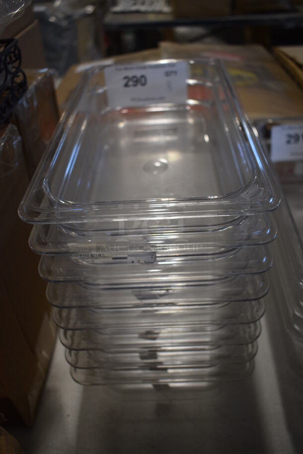 ALL ONE MONEY! Lot of 8 NEW Cambro Clear Poly 1/3 Size Drop In Bins. 1/3x2.5