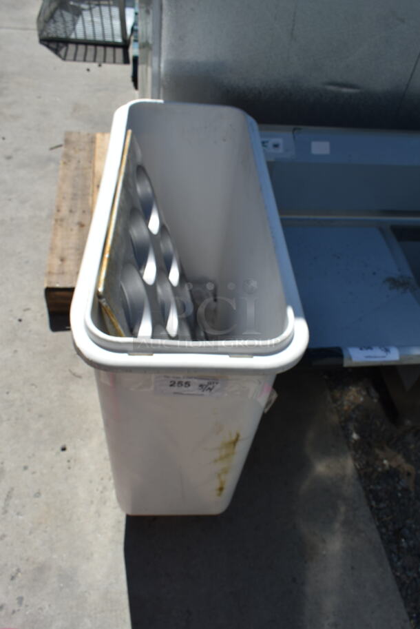 White Poly Ingredient Bin w/ Baking Pan on Commercial Casters. 