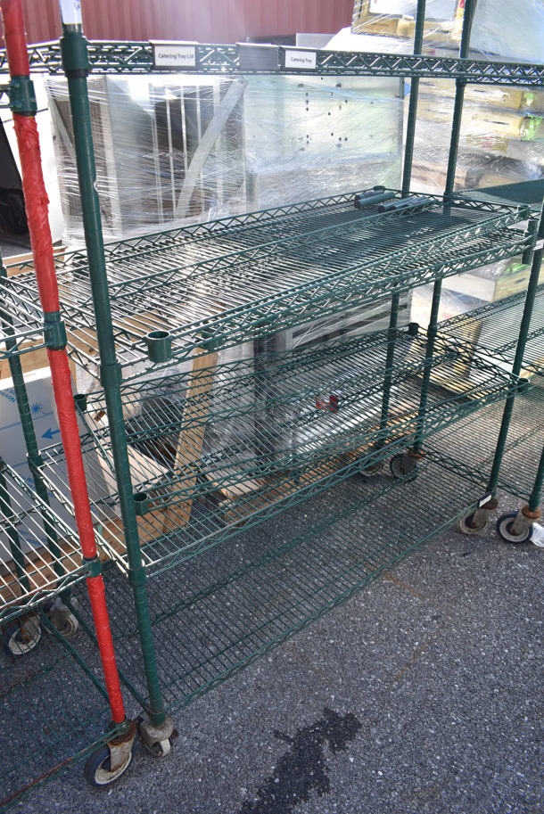 Green Finish 6 Tier Wire Shelving Unit on Commercial Casters. BUYER MUST DISMANTLE. PCI CANNOT DISMANTLE FOR SHIPPING. PLEASE CONSIDER FREIGHT CHARGES. 54x21x93 - Image 3 of 3