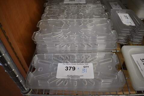 ALL ONE MONEY! Lot of 31 Clear Poly 1/3 Size Drop In Bin Straining Inserts!