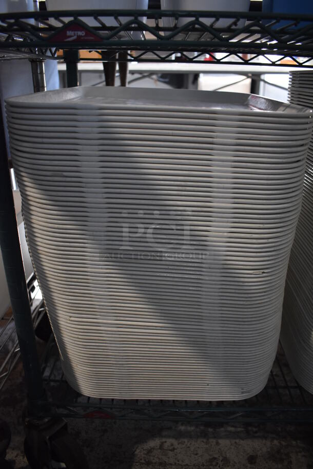 ALL ONE MONEY! Lot of Green Finish 4 Tier Shelving Unit on Commercial Casters w/ Contents Including 3 Bagel Cutters, Poly Bowls, Poly Trays, Ceramic Vases, Ceramic Plates. BUYER MUST DISMANTLE. PCI CANNOT DISMANTLE FOR SHIPPING. PLEASE CONSIDER FREIGHT CHARGES. 48x18x80.  - Image 4 of 12