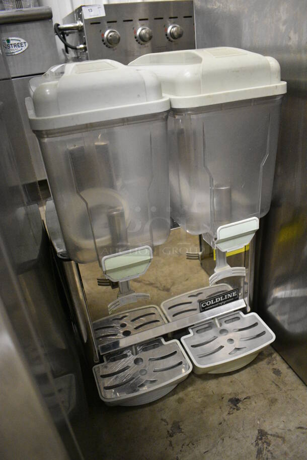 Coldline Stainless Steel Commercial Countertop 2 Hopper Refrigerated Beverage Machine. 17x18x26. Tested and Working! - Image 3 of 7
