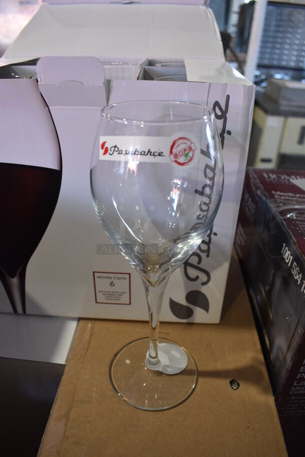 24 BRAND NEW IN BOX! Pasabahce Wine Glasses. 3.5x3.5x9.5. 24 Times Your Bid!