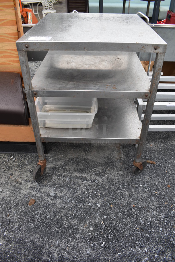 Stainless Steel Commercial 3 Tier Cart on Commercial Casters. 27x32x37