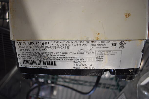 Vita-Mix VM0100A Metal Commercial Countertop Blender Base. 120 Volts, 1 Phase. 7.5x9x8.5. Tested and Working! - Image 5 of 5