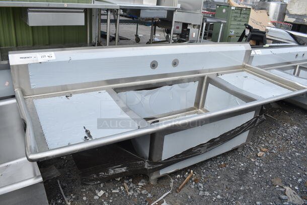 BRAND NEW SCRATCH AND DENT! Regency Spec Line Stainless Steel Single Bay Sink w/ Dual Drain Boards. No Legs.  - Image 1 of 7