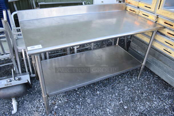 Stainless Steel Commercial Table w/ Back Splash and Under Shelf. 60x30x39