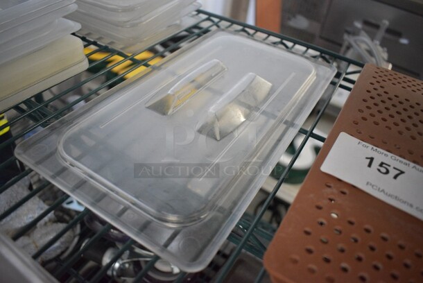 ALL ONE MONEY! Lot of 4 Various Amber and Clear Poly Drop In Bin Lids. Includes 1x3 & 1x6 Size. - Image 4 of 4