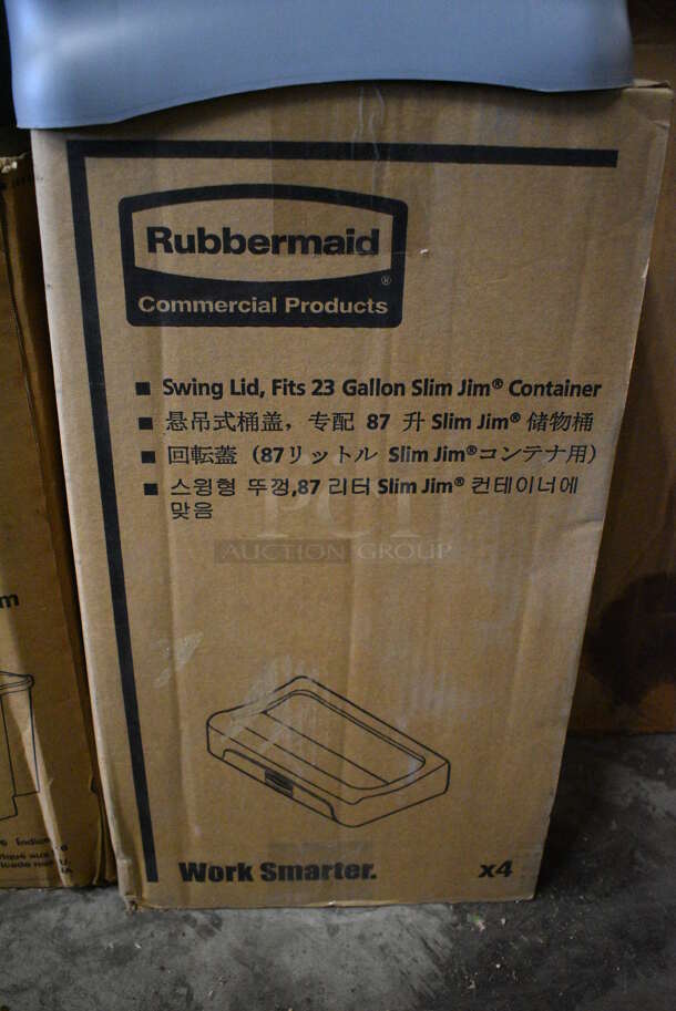 5 BRAND NEW IN BOX! Rubbermaid Gray Poly Slim Jim Trash Can Lids. 11x20x5. 5 Times Your Bid! - Image 3 of 3