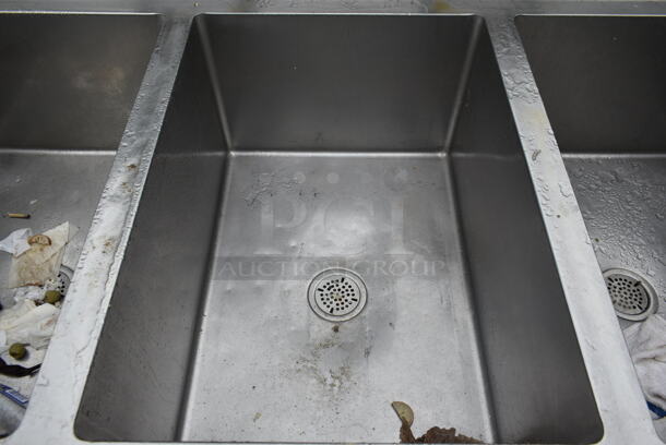 Stainless Steel Commercial 3 Bay Sink w/ Left Side Drain Board, 2 Faucets and 2 Handle Sets. Bays 20x28. Drain Boards 22x31 - Image 5 of 7