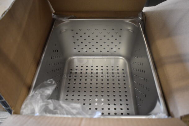 6 BRAND NEW IN BOX! Vollrath Stainless Steel Perforated Half Size Drop In Bins. 1/2x6. 6 Times Your Bid!