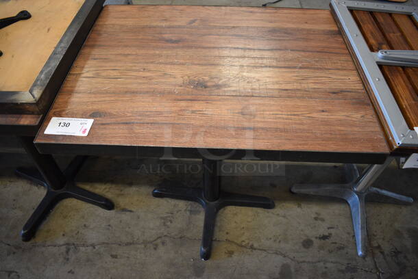 Wood Pattern Dining Height Table on Black Metal Table Base. 30x24x30