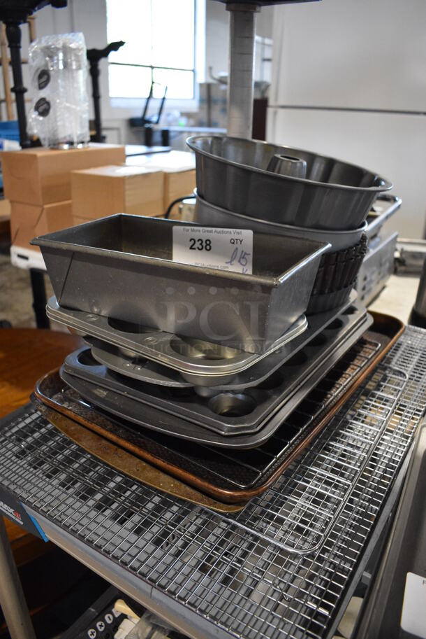 ALL ONE MONEY! Lot of 15 Various Baking Pans and Cooling Racks! Includes 10.5x6x3 - Image 2 of 3