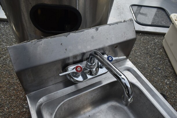 Stainless Steel Commercial Single Bay Wall Mount Sink w/ Faucet and Handles.  - Image 3 of 4