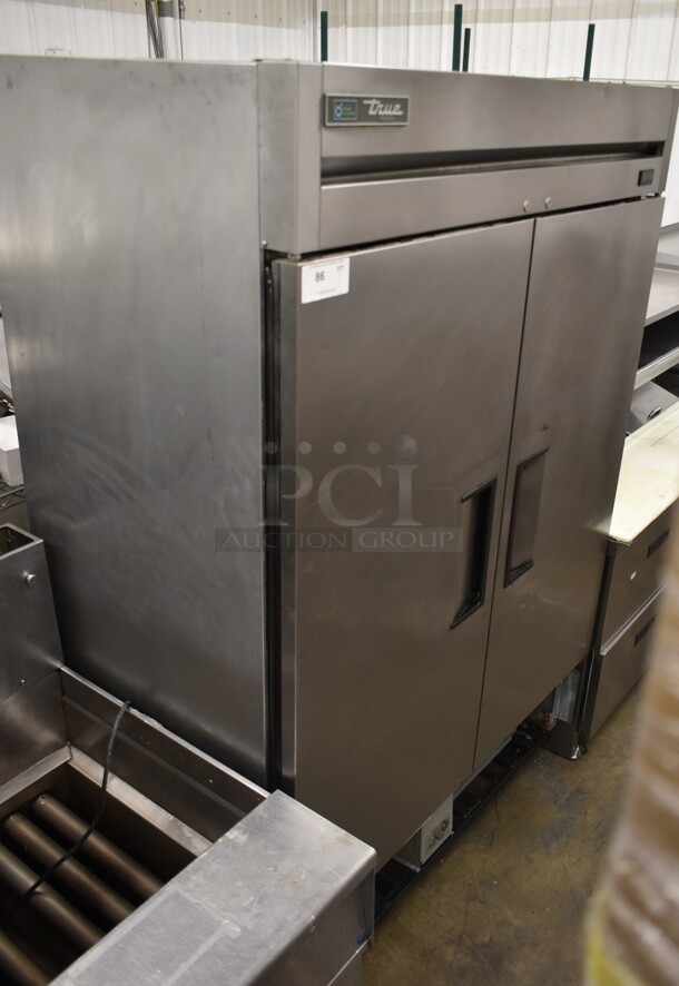 2017 True T-49F-HC Stainless Steel Commercial 2 Door Reach In Freezer w/ Poly Coated Racks on Commercial Casters. 115 Volts, 1 Phase. Tested and Powers On But Does Not Get Cold - Image 1 of 7