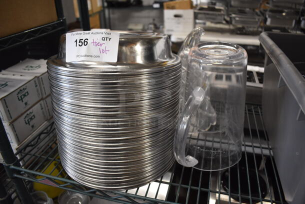 ALL ONE MONEY! Tier Lot of Various Items Including Metal Dome Covers, Bowls and Gray Poly Bus Bin - Image 2 of 4