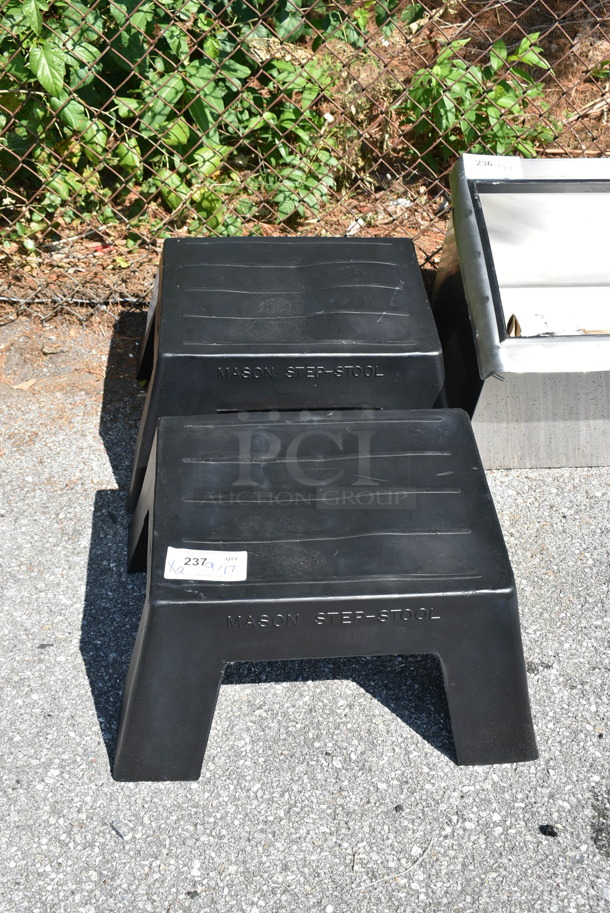 2 BRAND NEW SCRATCH AND DENT! Regency 600D182212SS 18" x 22" x 12" Black Plastic Step Stool / Aisle Display - 750 lb. Capacity. 2 Times Your Bid!  - Image 2 of 5