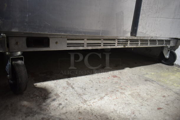 Beverage Air SPE48HC-10 Stainless Steel Commercial Sandwich Salad Prep Table Bain Marie Mega Top on Commercial Casters. 115 Volts, 1 Phase. Tested and Powers On But Does Not Get Cold - Image 4 of 7