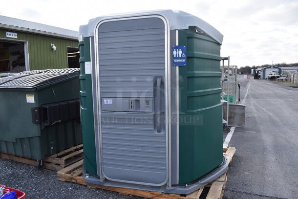 BRAND NEW SCRATCH AND DENT! PolyJohn SA1-1003 We'll Care III Evergreen Wheelchair Accessible Portable Restroom. 96x84x92 - Image 2 of 8